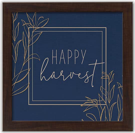 Happy Harvest Blue Walnut Framed Print Under Plexiglass